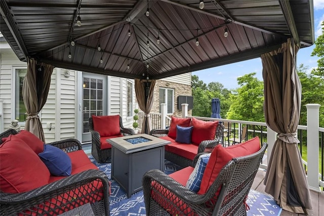1008 Aspen Dr, Findlay Twp, PA 15126 - wooden deck with an outdoor living space with a fire pit and a gazebo