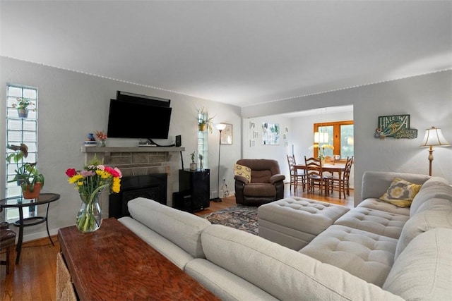 36 Warriors Rd, Green Tree, PA 15205 - living room with wood finished floors and a fireplace