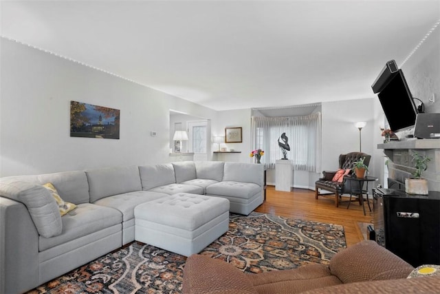 36 Warriors Rd, Green Tree, PA 15205 - living room featuring wood finished floors and a stone fireplace