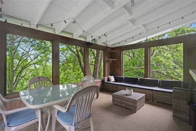 36 Warriors Rd, Green Tree, PA 15205 - sunroom featuring an outdoor hangout area, rail lighting, outdoor dining area, and healthy amount of natural light