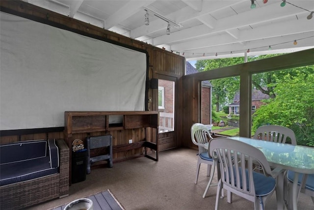 36 Warriors Rd, Green Tree, PA 15205 - sunroom / solarium featuring track lighting and beamed ceiling