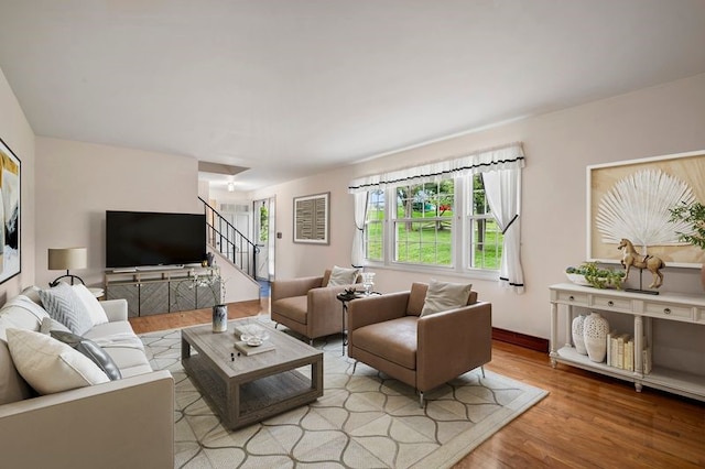 100 Laurel Hill Dr, Pine Twp Nal, PA 15090 - living area with stairway and wood finished floors