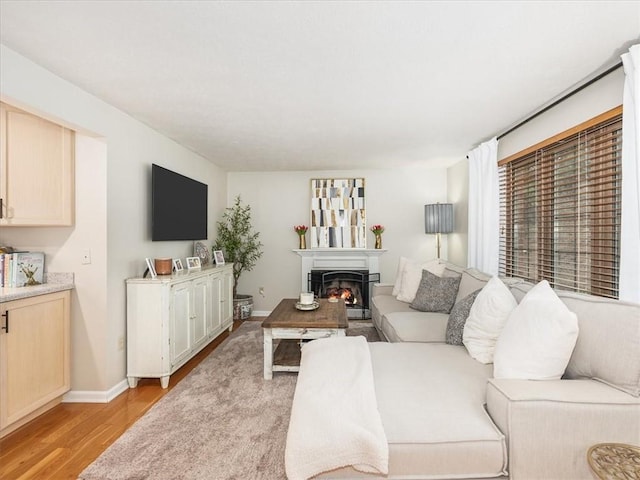 212 Timber Ln, Aleppo, PA 15143 - living room with light wood-type flooring and a warm lit fireplace