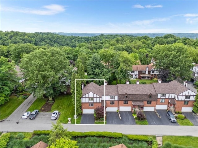 212 Timber Ln, Aleppo, PA 15143 - aerial view of property and surrounding area featuring property boundaries highlighted and a heavily wooded area