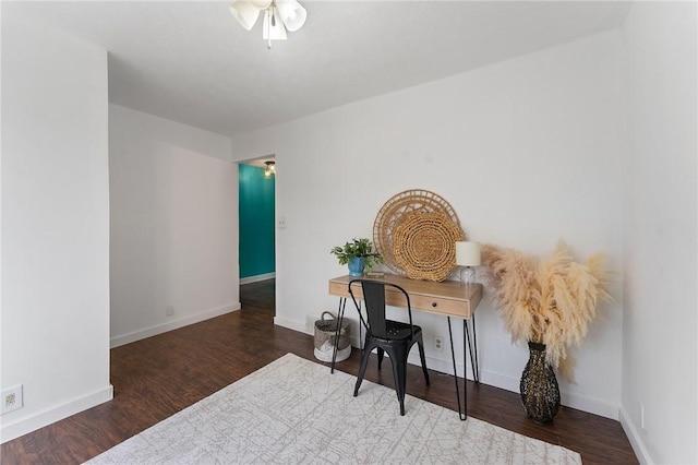 624 S Darby Rd, Hermitage, PA 16148 - office area with wood finished floors and a ceiling fan