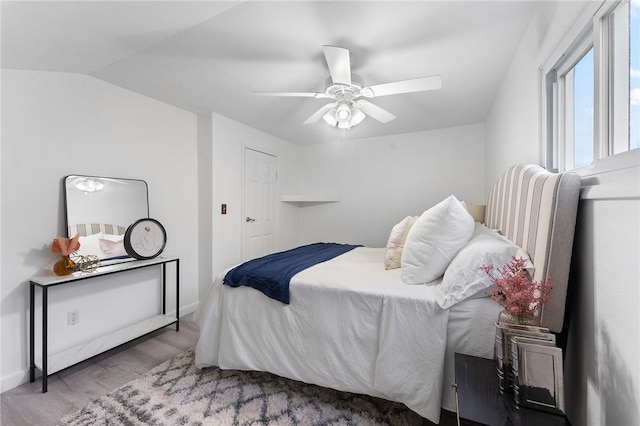 624 S Darby Rd, Hermitage, PA 16148 - bedroom with wood finished floors, ceiling fan, and lofted ceiling