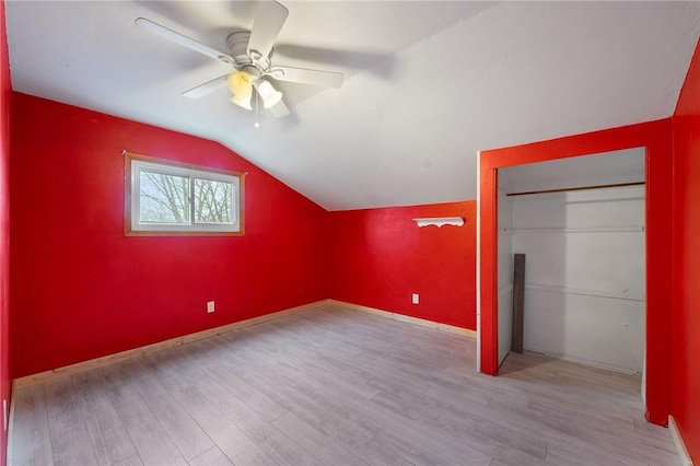 624 S Darby Rd, Hermitage, PA 16148 - additional living space with ceiling fan, vaulted ceiling, and wood finished floors
