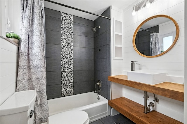 2740 Shelly St, South Side, PA 15203 - bathroom featuring shower / bath combination with curtain and tile patterned flooring