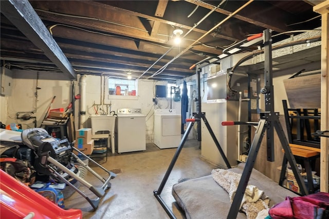 2740 Shelly St, South Side, PA 15203 - basement with washing machine and clothes dryer and gas meter