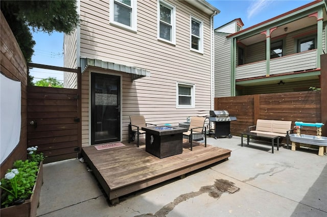 2740 Shelly St, South Side, PA 15203 - view of patio / terrace featuring grilling area, an outdoor living space with a fire pit, and a deck