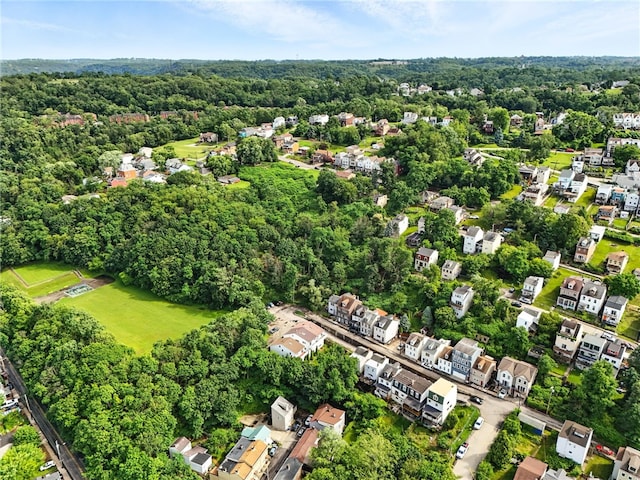 2740 Shelly St, South Side, PA 15203 - aerial view of property and surrounding area with a heavily wooded area