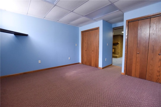 150 Morgan Rd, Penn Twp But, PA 16002 - unfurnished bedroom with carpet flooring, a drop ceiling, and two closets