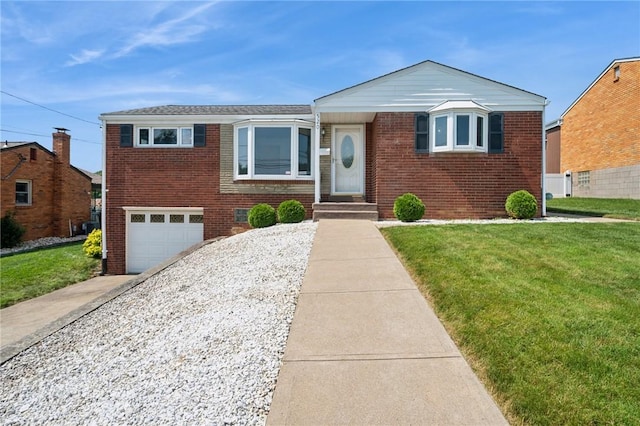 520 Judith Dr, Baldwin Boro, PA 15236 - view of front facade with brick siding, an attached garage, a front lawn, and driveway