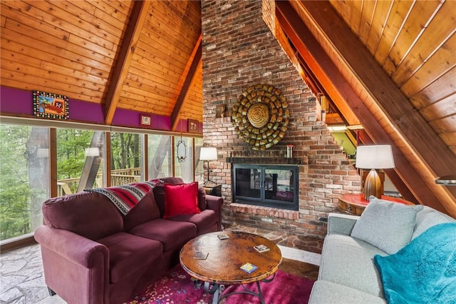 890 Pearce Mill Rd, Pine Twp Nal, PA 15090 - living area with a fireplace and wood ceiling
