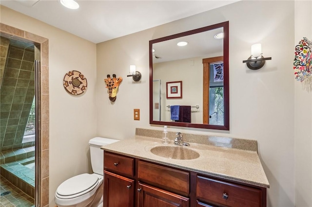 890 Pearce Mill Rd, Pine Twp Nal, PA 15090 - bathroom with vanity, a tile shower, and recessed lighting
