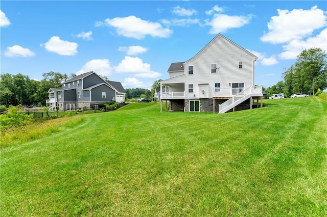 107 Abigail Dr, Adams Twp, PA 16046 - back of house with a yard, stairs, and a deck