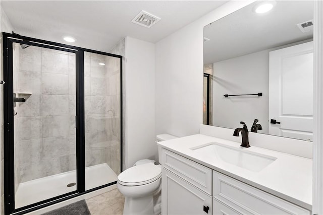 107 Abigail Dr, Adams Twp, PA 16046 - bathroom featuring vanity, a shower stall, recessed lighting, and tile patterned flooring