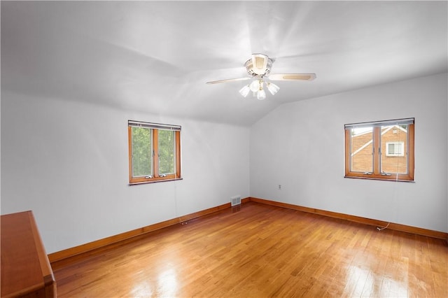 138 Link Ave, Ross Twp, PA 15237 - additional living space with light wood-style floors, lofted ceiling, and a ceiling fan