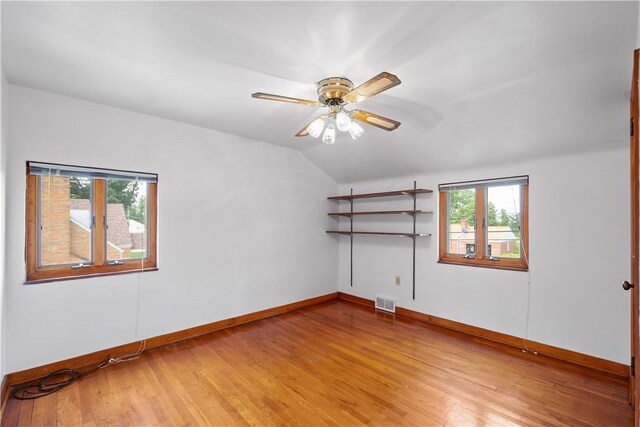 138 Link Ave, Ross Twp, PA 15237 - unfurnished room with lofted ceiling, light wood finished floors, and ceiling fan