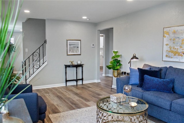 746 Agnew Rd, Baldwin Boro, PA 15227 - living area featuring wood finished floors, recessed lighting, and stairway