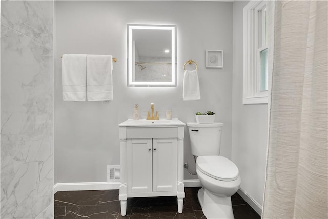 746 Agnew Rd, Baldwin Boro, PA 15227 - bathroom with vanity, marble look tile flooring, and a shower