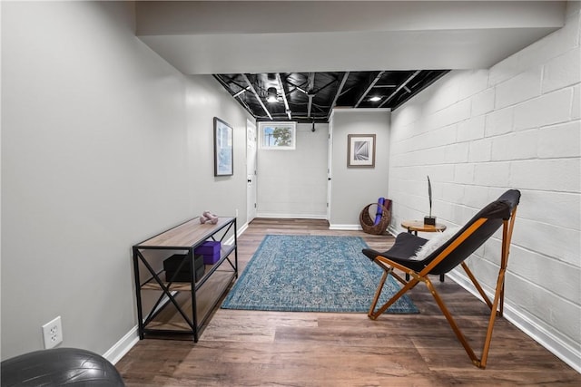 746 Agnew Rd, Baldwin Boro, PA 15227 - foyer with wood finished floors and concrete block wall