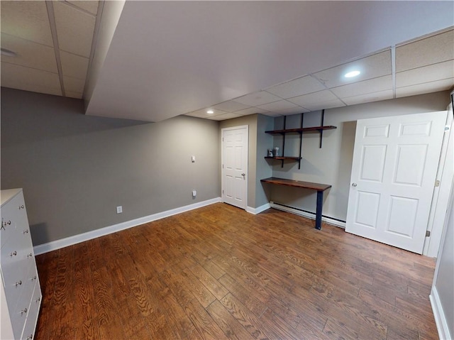 109 Remil Dr, Twp Of But Se, PA 16001 - finished basement with a paneled ceiling, a baseboard radiator, wood finished floors, and recessed lighting