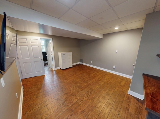 109 Remil Dr, Twp Of But Se, PA 16001 - basement featuring hardwood / wood-style flooring, a paneled ceiling, and recessed lighting