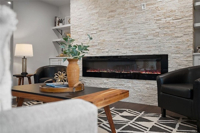 1171 Arrowood Dr, Mt Lebanon, PA 15243 - sitting room featuring a fireplace and wood finished floors