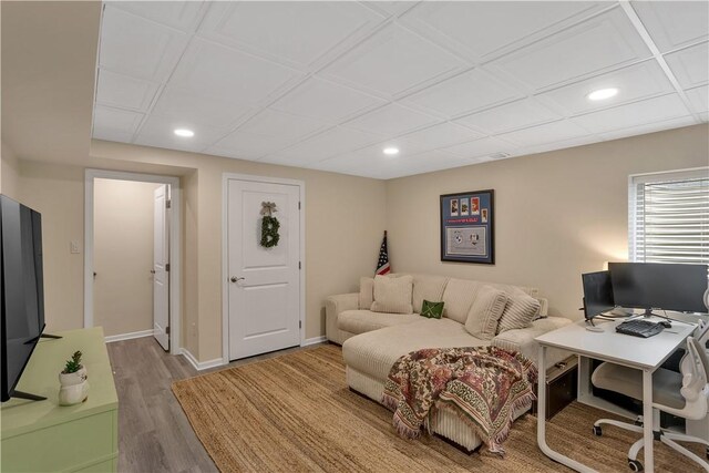 2005 Lampl Ln, Penn Twp Wml, PA 15644 - living room featuring wood finished floors, recessed lighting, and a desk