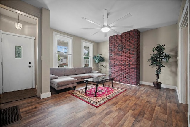 3103 Shadeland Ave, Brighton Heights, PA 15212 - living area featuring ceiling fan and wood finished floors