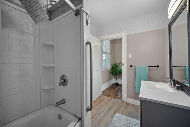3103 Shadeland Ave, Brighton Heights, PA 15212 - full bath featuring vanity, shower / bath combination, and wood finished floors