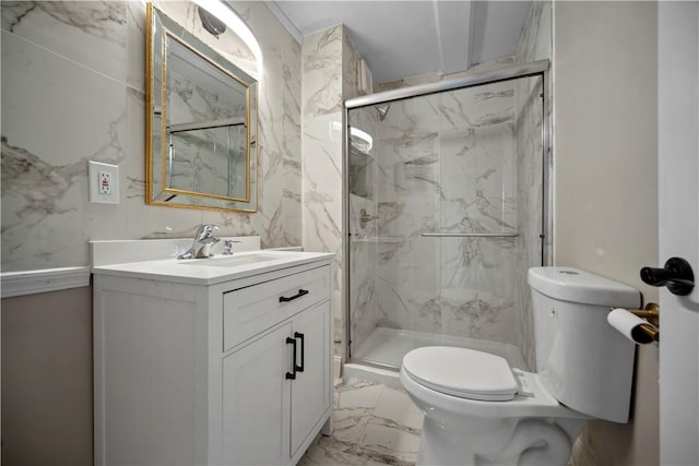 3103 Shadeland Ave, Brighton Heights, PA 15212 - bathroom featuring marble finish flooring, vanity, and a marble finish shower