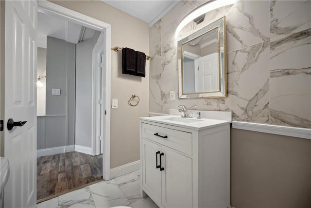 3103 Shadeland Ave, Brighton Heights, PA 15212 - bathroom featuring vanity and marble look tiles