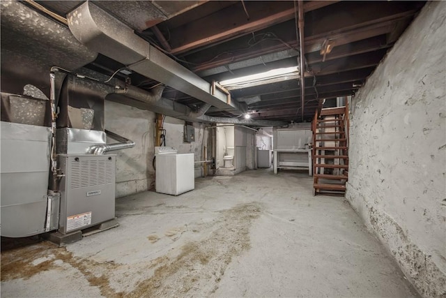 3103 Shadeland Ave, Brighton Heights, PA 15212 - unfinished basement with washer / dryer, electric panel, and heating unit
