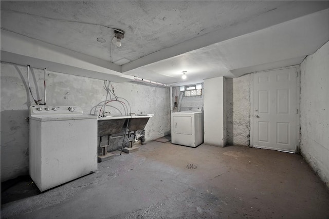 3103 Shadeland Ave, Brighton Heights, PA 15212 - below grade area with washer and clothes dryer and a sink