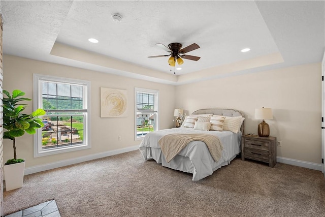 445/447 Georgetown Rd, Cecil, PA 15055 - carpeted bedroom featuring a tray ceiling, recessed lighting, and a ceiling fan