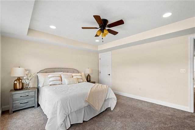 445/447 Georgetown Rd, Cecil, PA 15055 - carpeted bedroom with recessed lighting, a tray ceiling, and a ceiling fan
