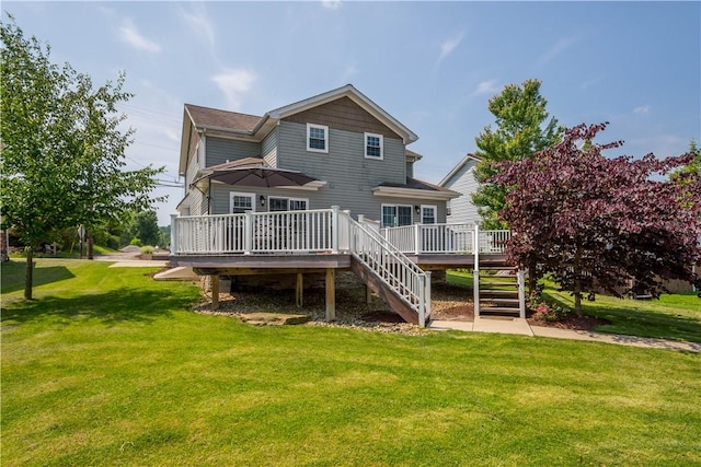 445/447 Georgetown Rd, Cecil, PA 15055 - back of house featuring stairway, a wooden deck, and a yard