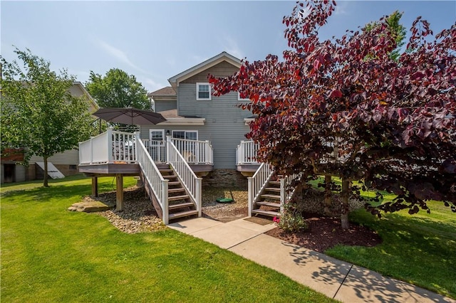 445/447 Georgetown Rd, Cecil, PA 15055 - back of property with stairs, a yard, and a deck