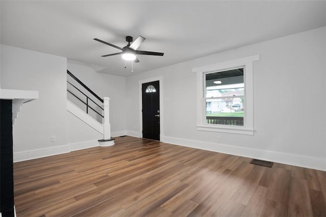 1341 4th Ave, Coraopolis, PA 15108 - foyer featuring stairway, wood finished floors, and ceiling fan