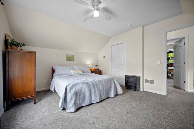 237 Prichard Ave, Centerville, PA 15358 - carpeted bedroom with lofted ceiling and a ceiling fan