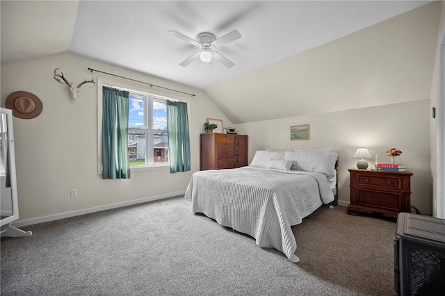 237 Prichard Ave, Centerville, PA 15358 - bedroom with vaulted ceiling, carpet floors, and ceiling fan