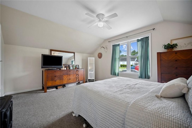 237 Prichard Ave, Centerville, PA 15358 - bedroom with vaulted ceiling, carpet, and a ceiling fan