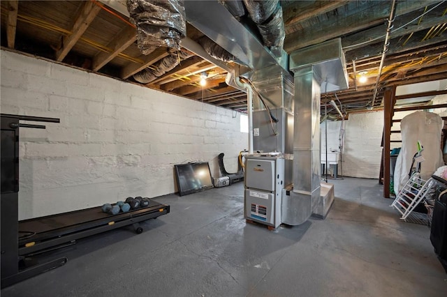 237 Prichard Ave, Centerville, PA 15358 - unfinished basement with heating unit and concrete block wall