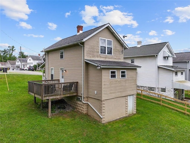 237 Prichard Ave, Centerville, PA 15358 - rear view of property featuring a wooden deck and a chimney