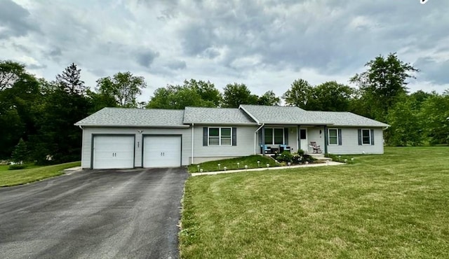 6209 Old Rte 8, Penn Twp, PA 16002 - ranch-style house featuring an attached garage, covered porch, a front yard, and asphalt driveway