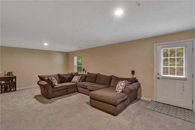 2278 Flint Dr, South Strabane, PA 15301 - living room featuring light carpet and recessed lighting