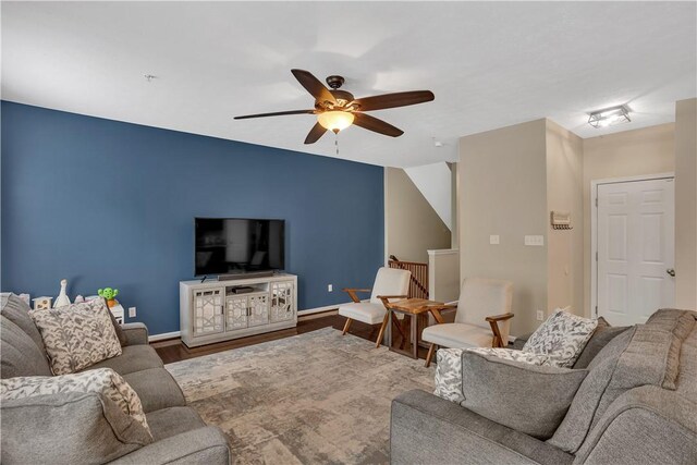 2278 Flint Dr, South Strabane, PA 15301 - living room featuring ceiling fan and wood finished floors