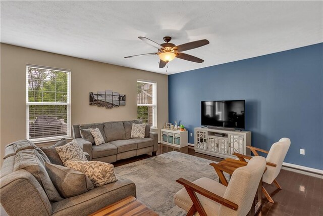 2278 Flint Dr, South Strabane, PA 15301 - living room with plenty of natural light, wood finished floors, and ceiling fan